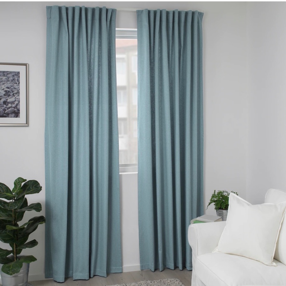 IKEA Curtains TIBAST Curtains,  ONE PANEL , blue, 57x98 "